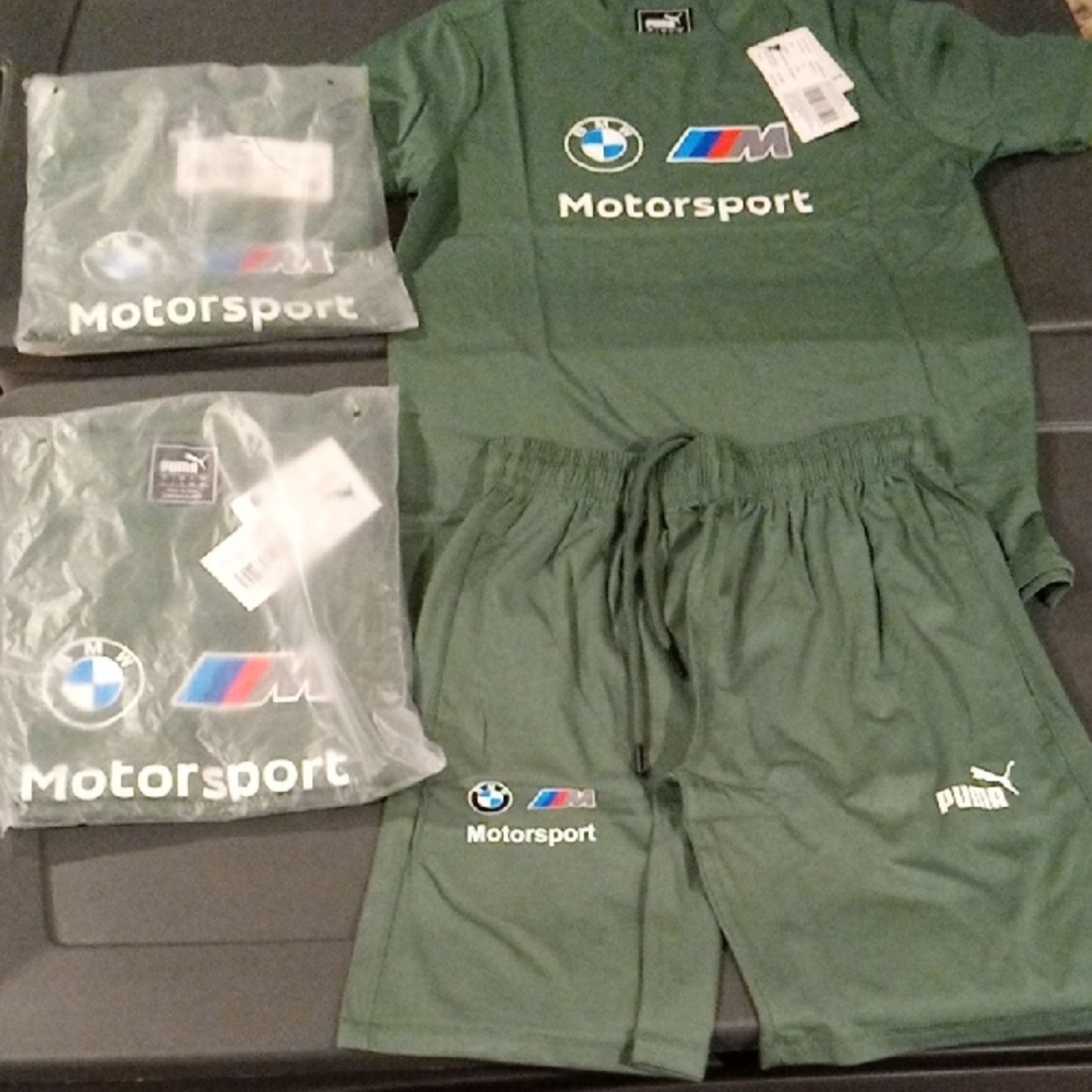 Puma Green Motorsport T-Shirt and Shorts Set